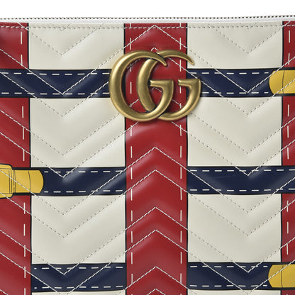 Gucci Calfskin Matelasse Trompe L'Oeil Print GG Marmont Zip Pouch White 10 of 11