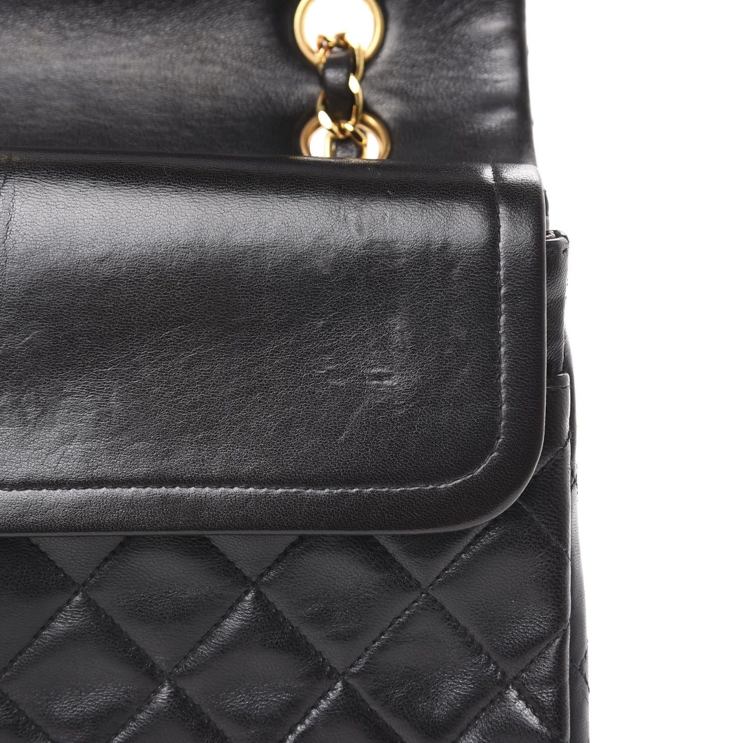 Lambskin Quilted Medium Double Flap Black
