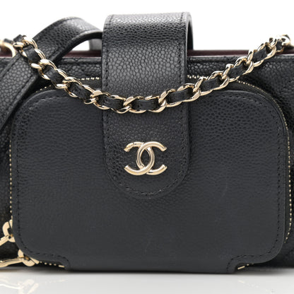 Chanel Caviar Quilted Business Affinity Phone Holder With Chain Black 9 of 13
