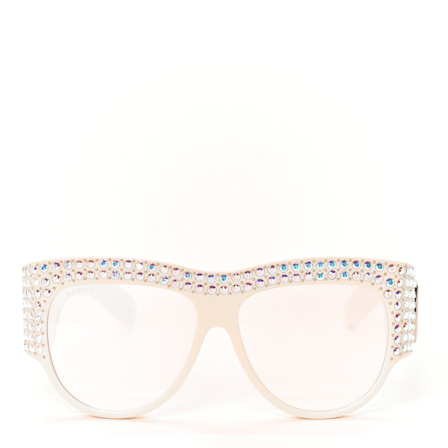 Gucci Acetate Crystal Oversize Hollywood Forever Sunglasses GG0144S Ivory 2 of 8