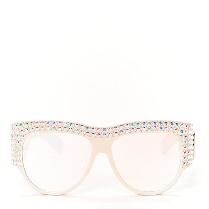 Gucci Acetate Crystal Oversize Hollywood Forever Sunglasses GG0144S Ivory 2 of 8