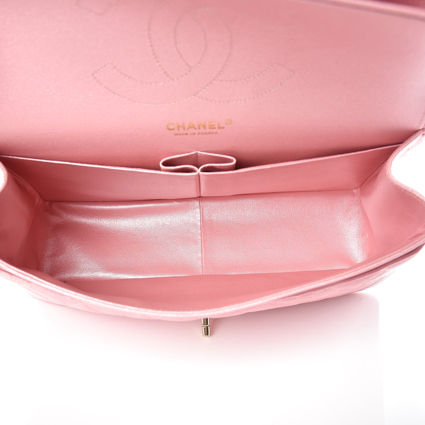 Iridescent Caviar Quilted Jumbo Double Flap Rose Pink