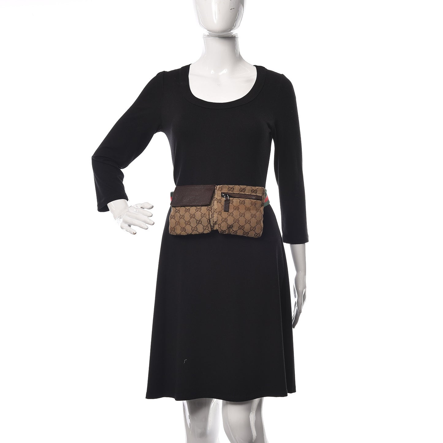 Monogram Web Belt Bag Dark Brown