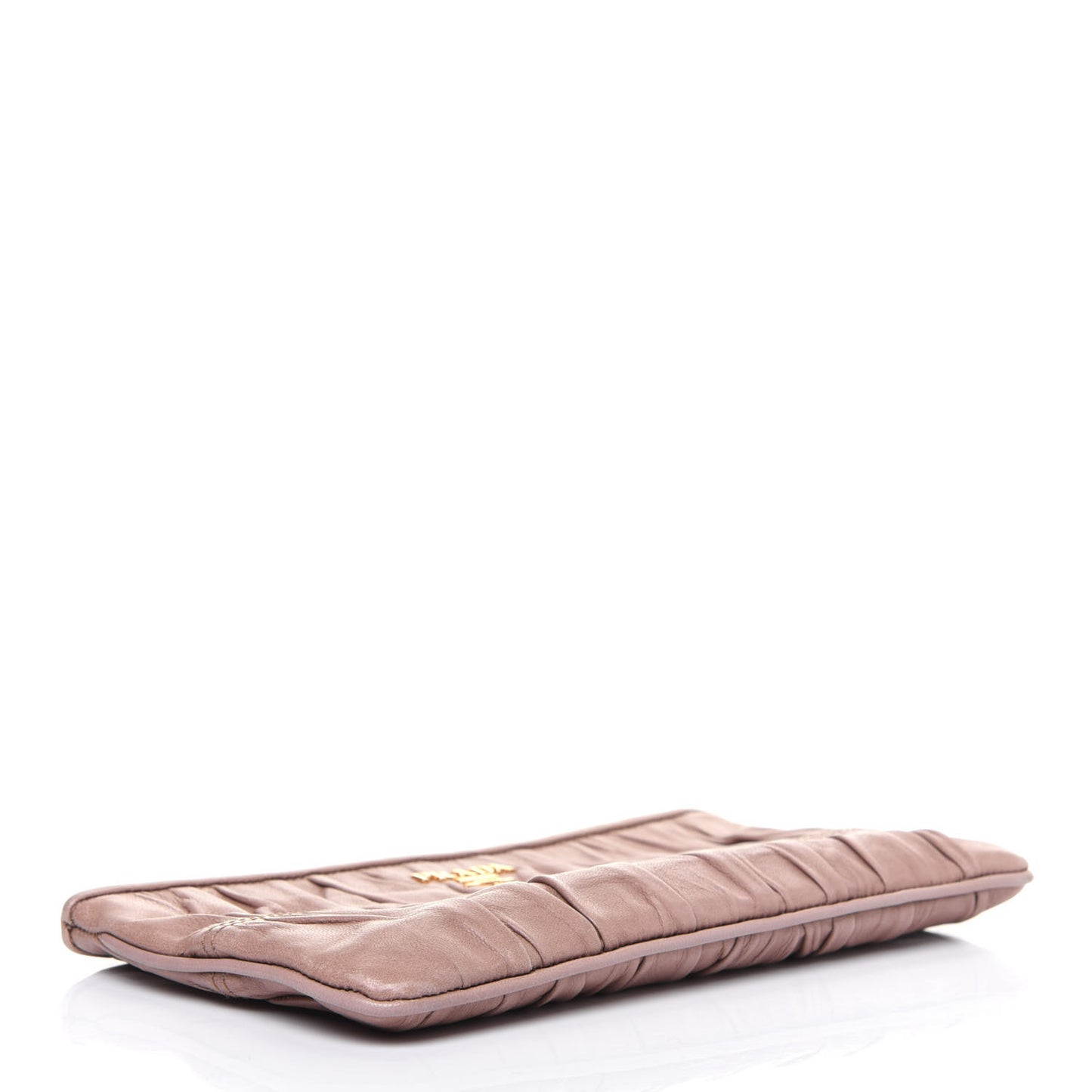 Nappa Gaufre Ruched Pouch Cammeo