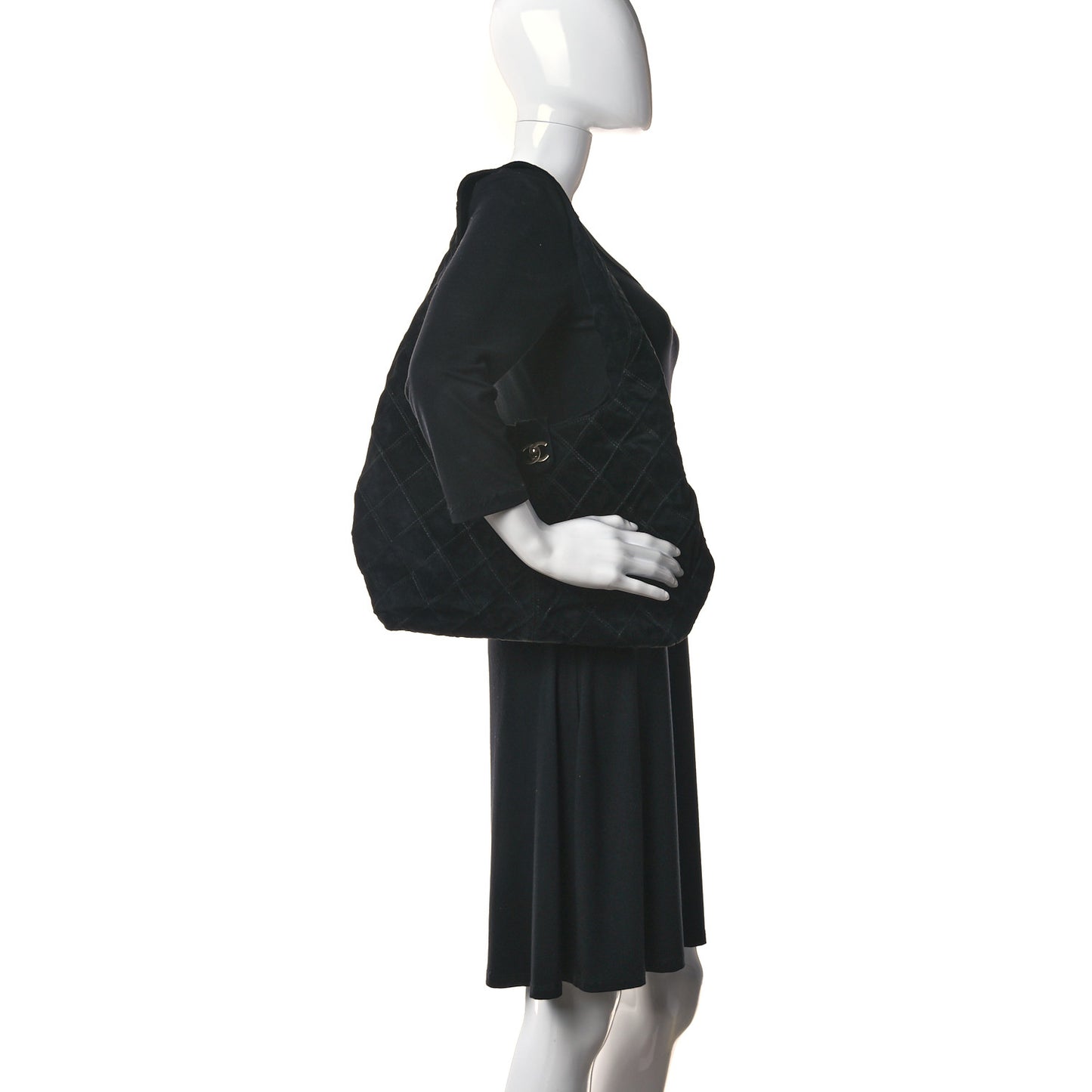 Suede Stitched Hobo Black