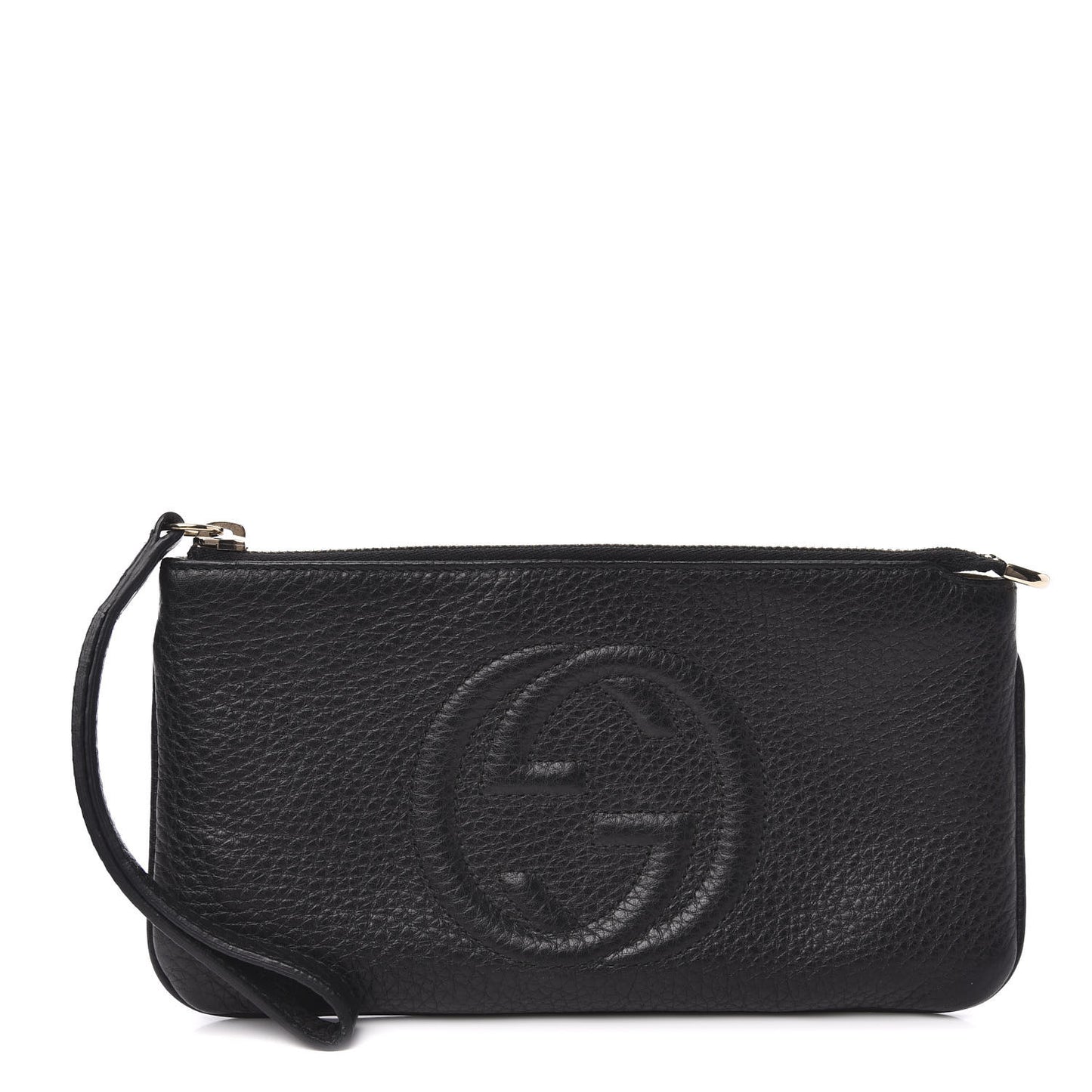 Pebbled Calfskin Soho Wristlet Black