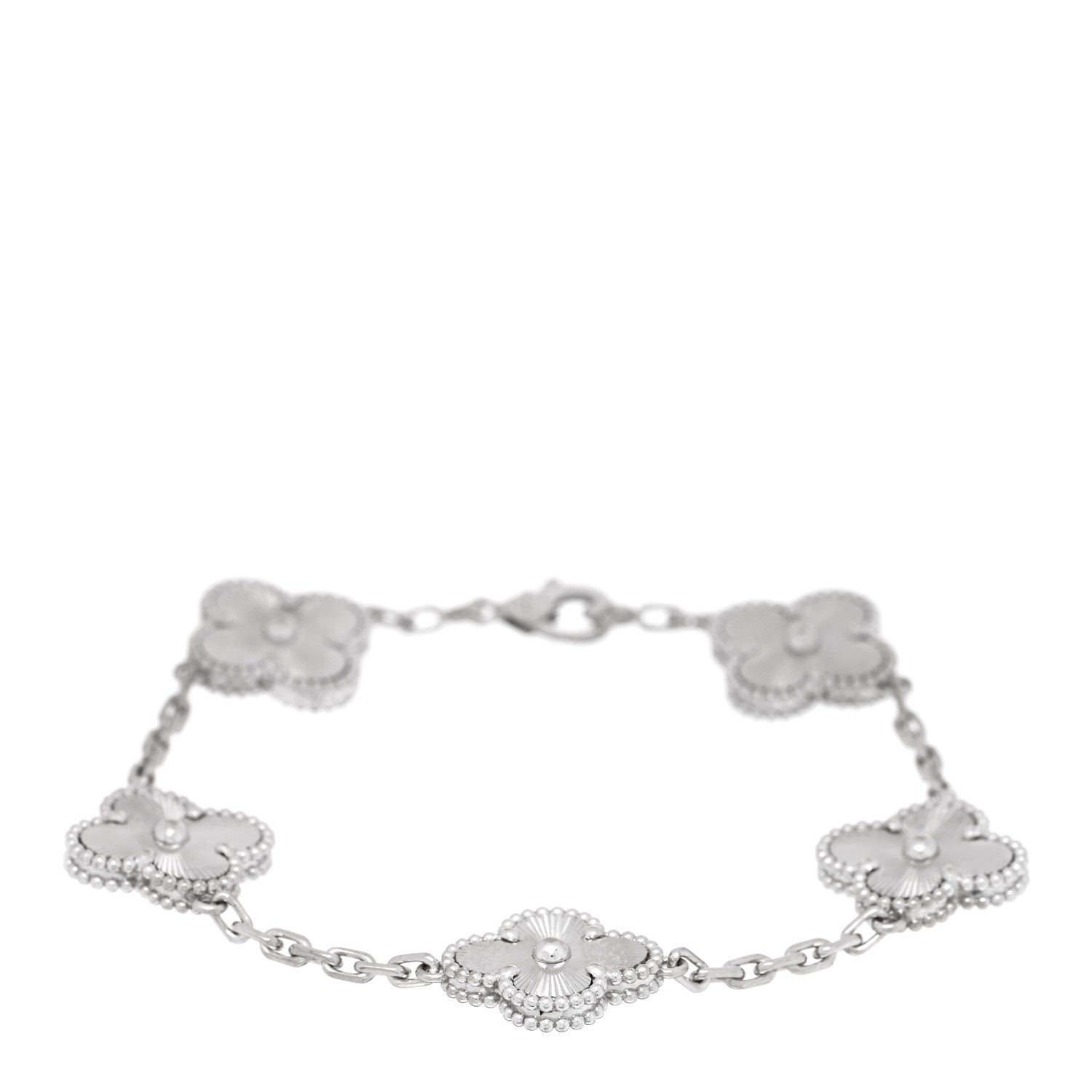 Van Cleef & Arpels 18K White Gold 5 Motifs Guilloche Vintage