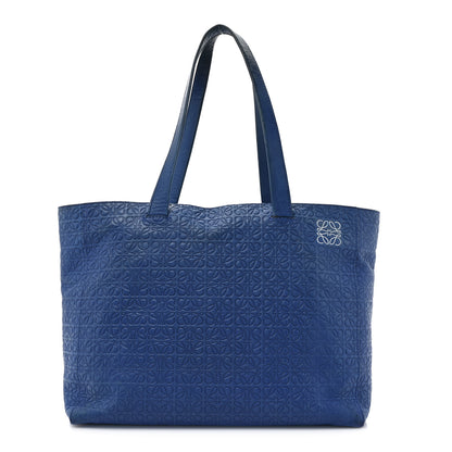 Loewe Calfskin Anagram Embossed Tote Blue 1 of 20