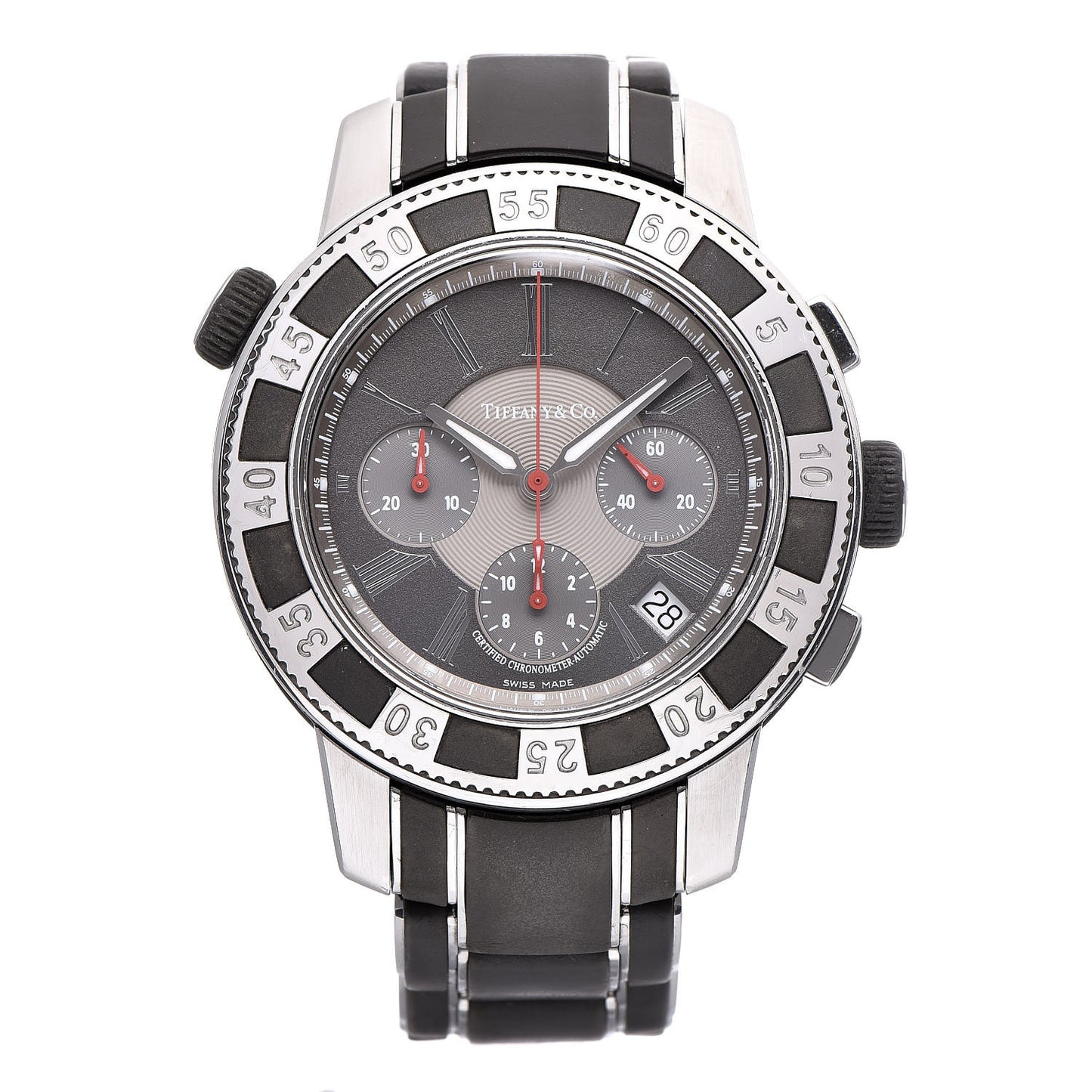 Stainless Steel Rubber 42mm Mark T-57 Chronograph Automatic Watch Black