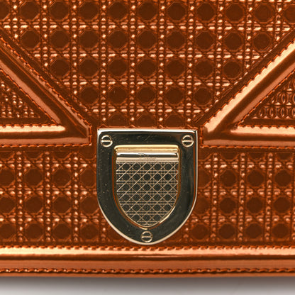 Christian Dior Metallic Patent Micro-Cannage Diorama Wallet on Chain Pouch Orange 11 of 11