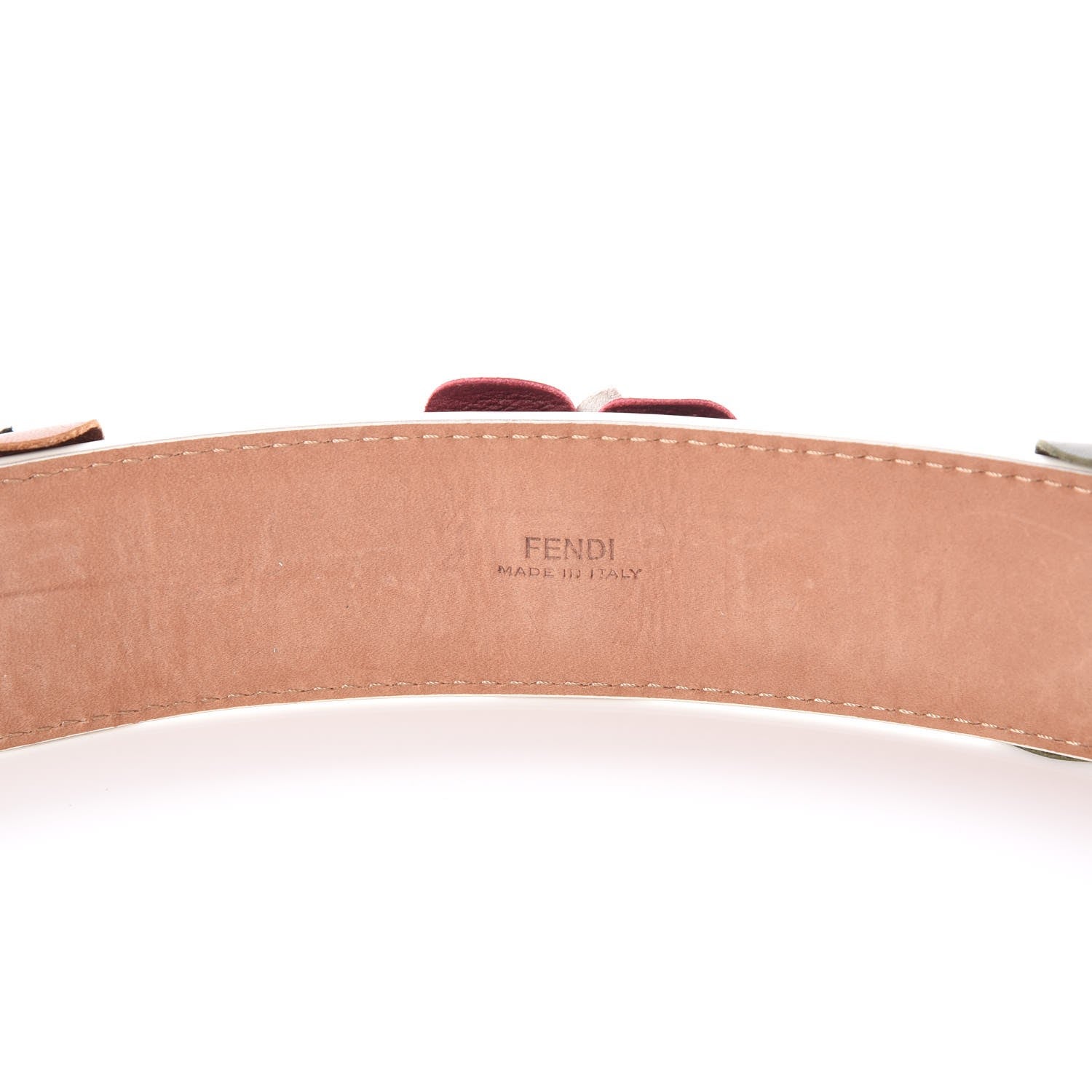 Fendi Calfskin Flowerland Belt 85 30 Brown Multicolor 4 of 5