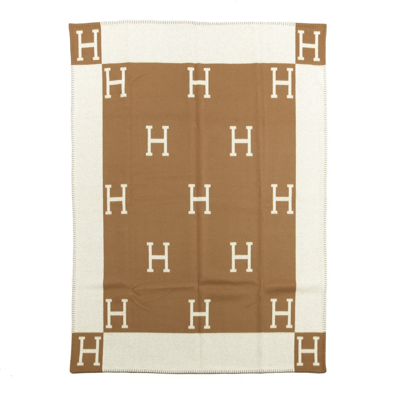 Hermes Wool Cashmere Avalon Blanket Ecru Camel 1 of 2