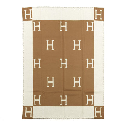 Hermes Wool Cashmere Avalon Blanket Ecru Camel 1 of 2