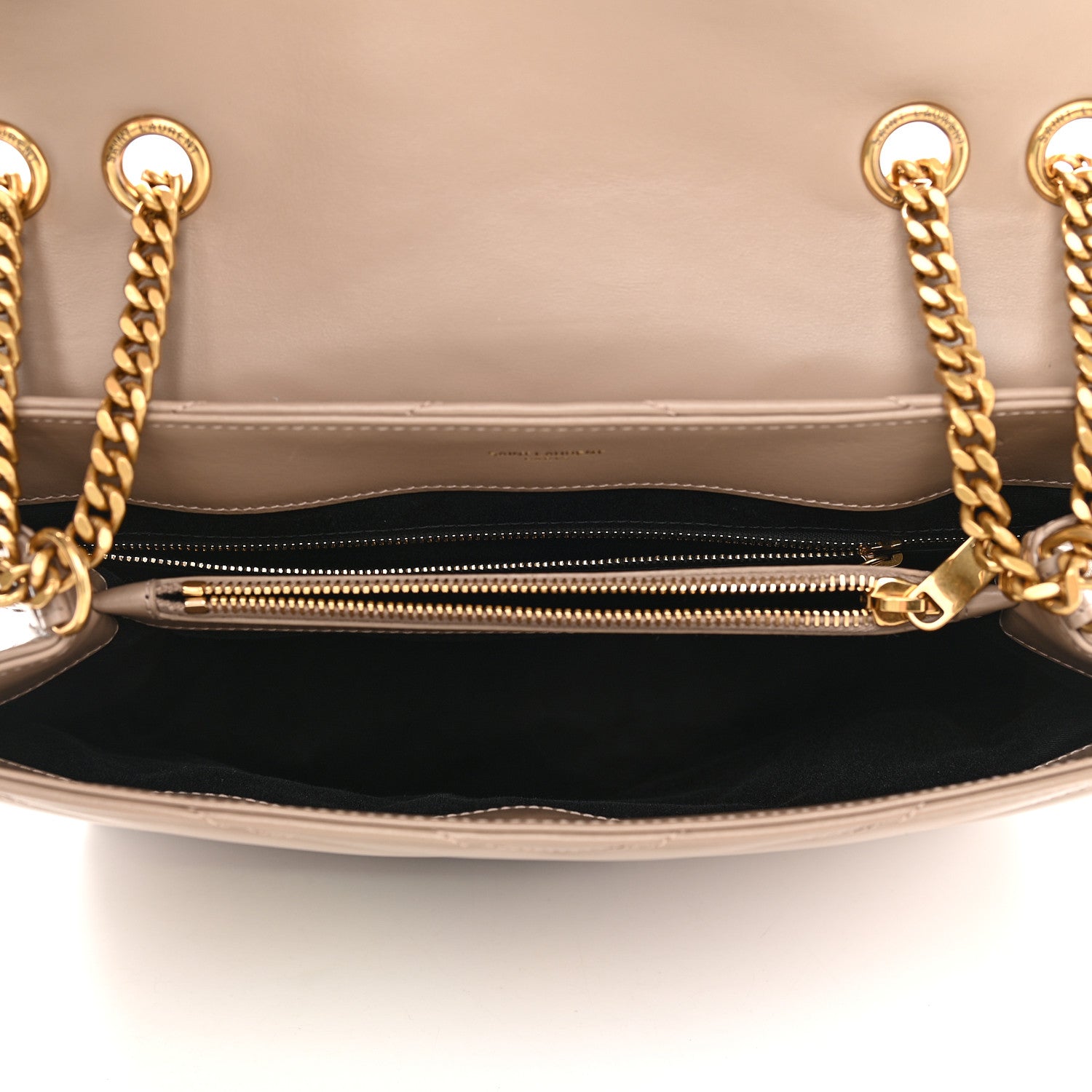 Saint Laurent Calfskin Y Quilted Monogram Medium Loulou Chain Satchel Dark Beige 5 of 10
