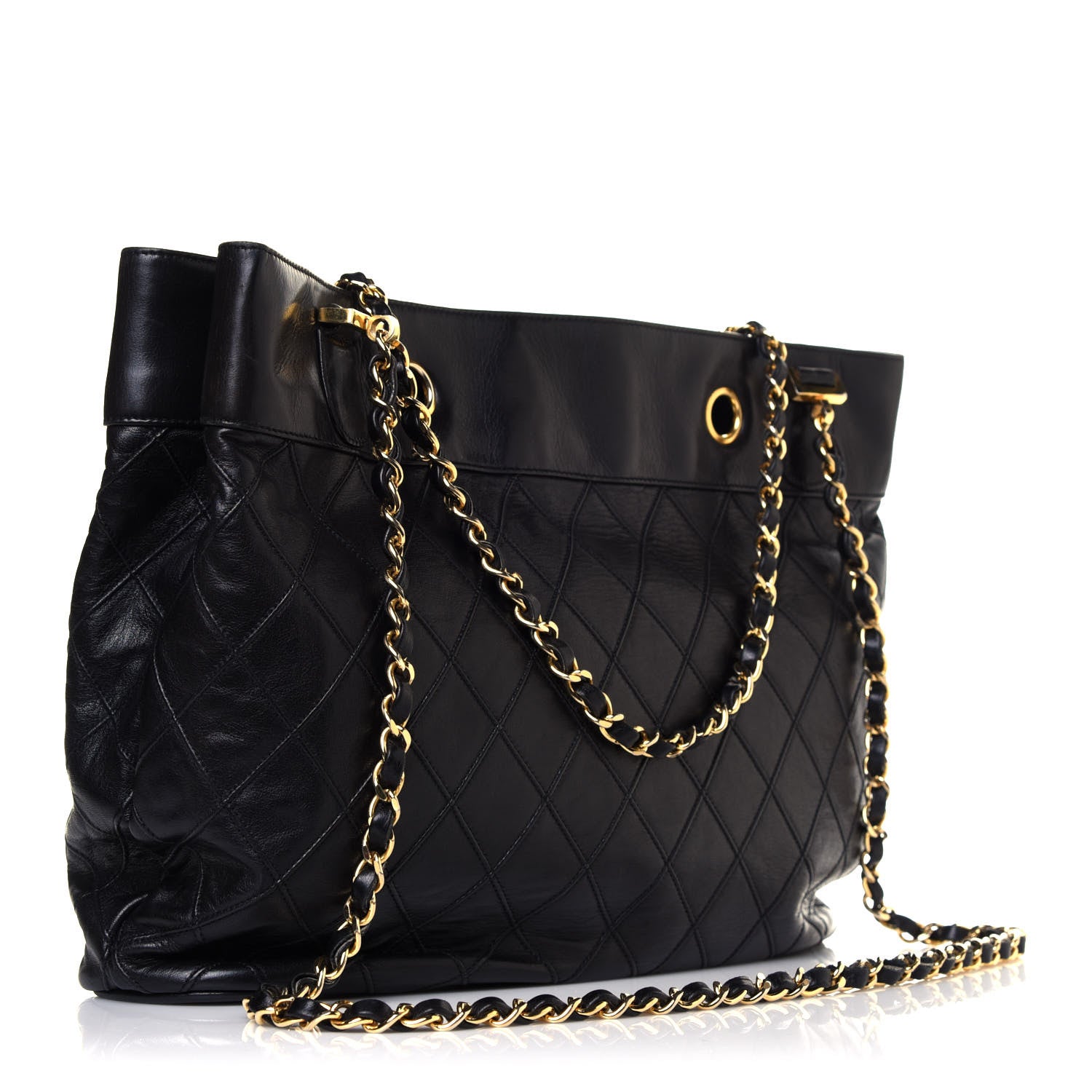 Chanel Lambskin Stitched Shopper Tote Black 6 of 21