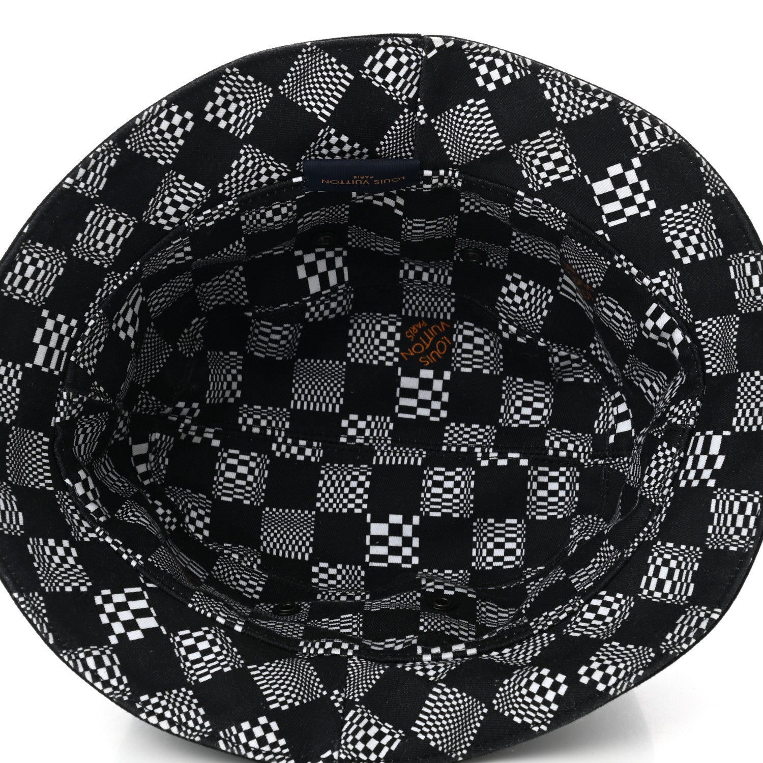 Louis Vuitton Cotton Damier Distorted Reversible Bucket Hat Black 7 of 9