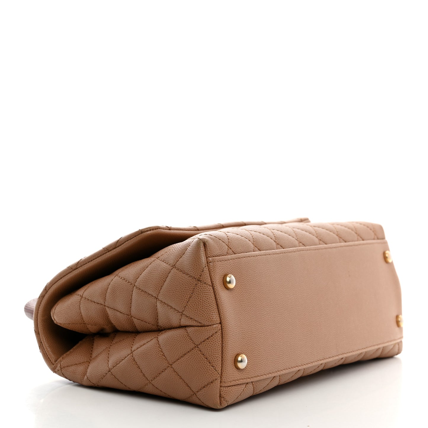 Caviar Lizard Embossed Quilted Small Coco Handle Flap Beige