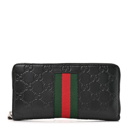Gucci Guccissima Web Zip Around Wallet Black 1 of 8