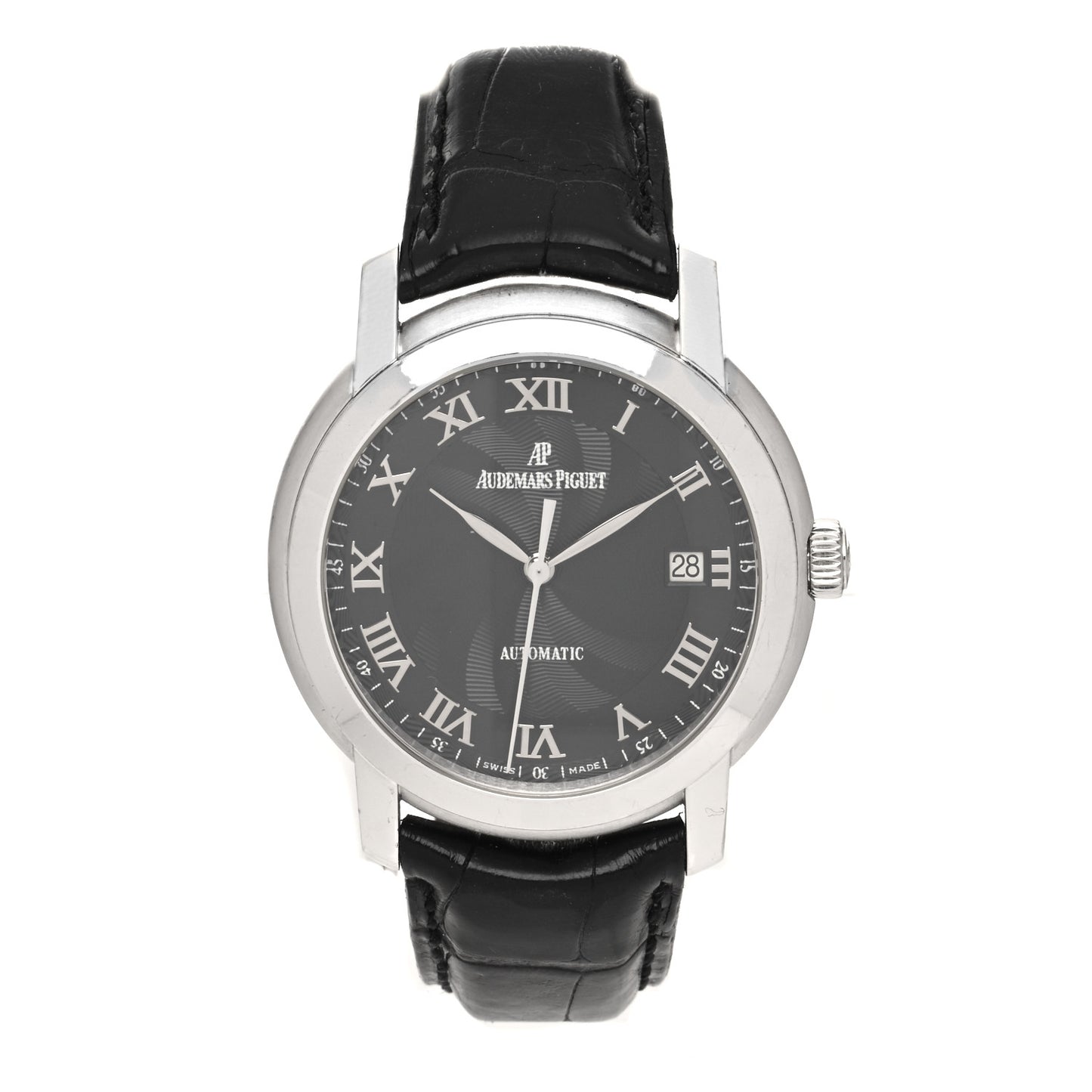 18K White Gold Alligator 39mm Jules Audemars Automatic Watch Black 15120BC.OO.A002CR.03