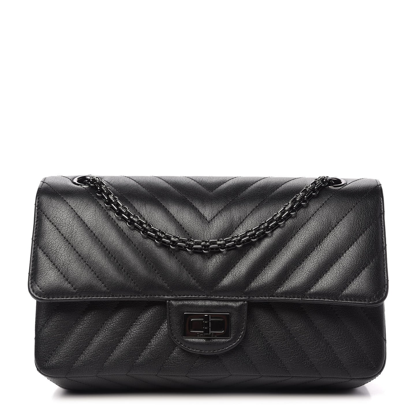 Sheepskin Chevron Quilted 2.55 Reissue 225 Double Flap So Black