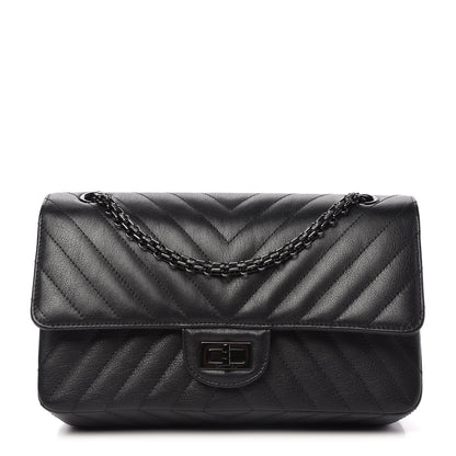 Chanel Sheepskin Chevron Quilted 2.55 Reissue 225 Double Flap So Black 1 of 12