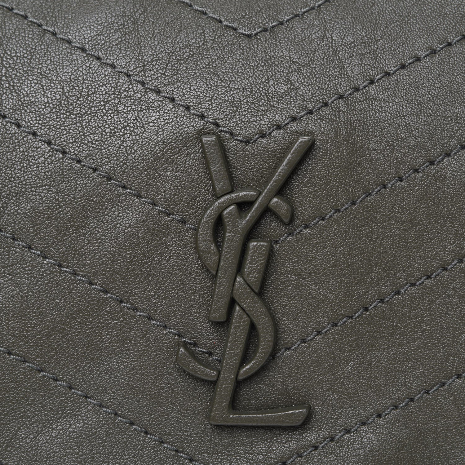 Saint Laurent Vintage Calfskin Chevron Monogram Medium Nolita Olive Green 11 of 11