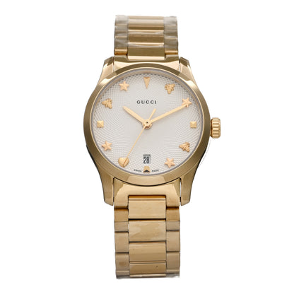 Gucci Stainless Steel 27mm G-Timeless Charm Quartz Watch Gold 1 of 4