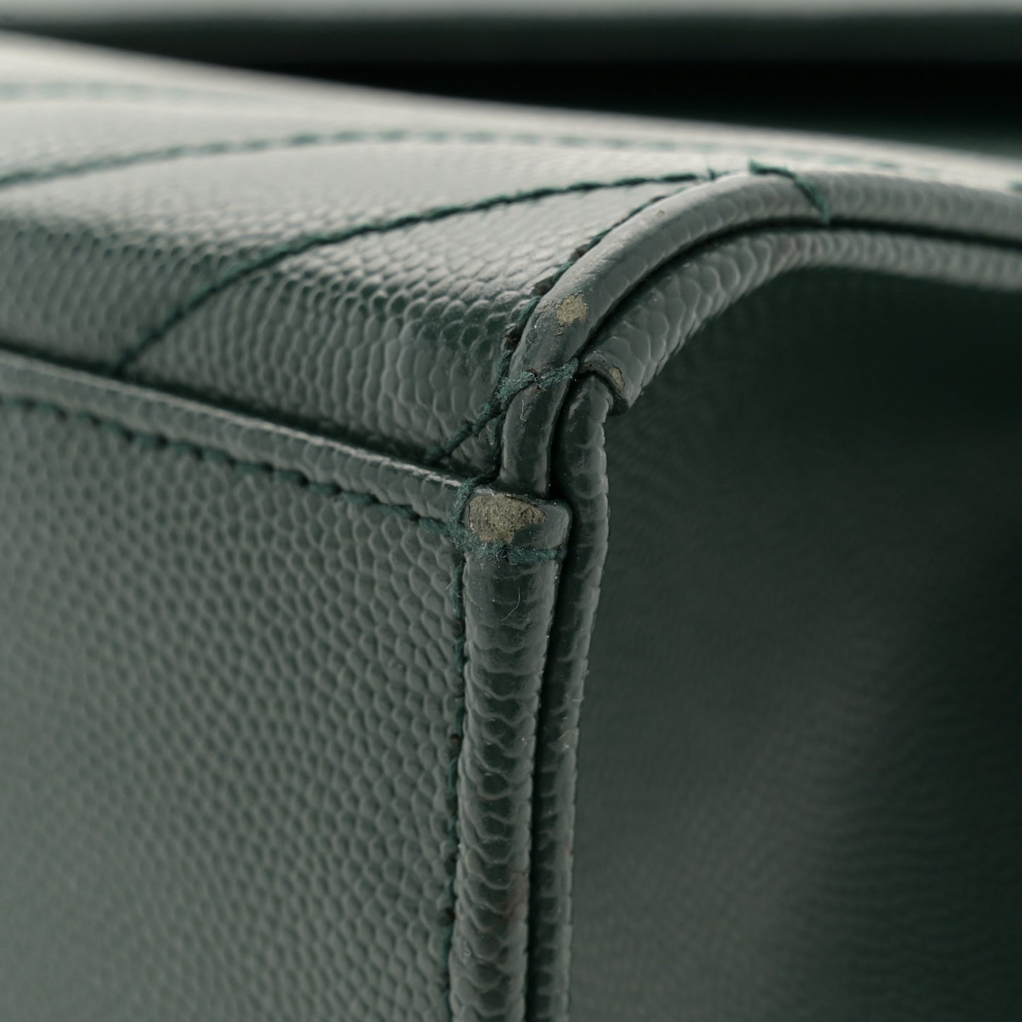 Grain De Poudre Matelasse Chevron Large Monogram Satchel Dark Green