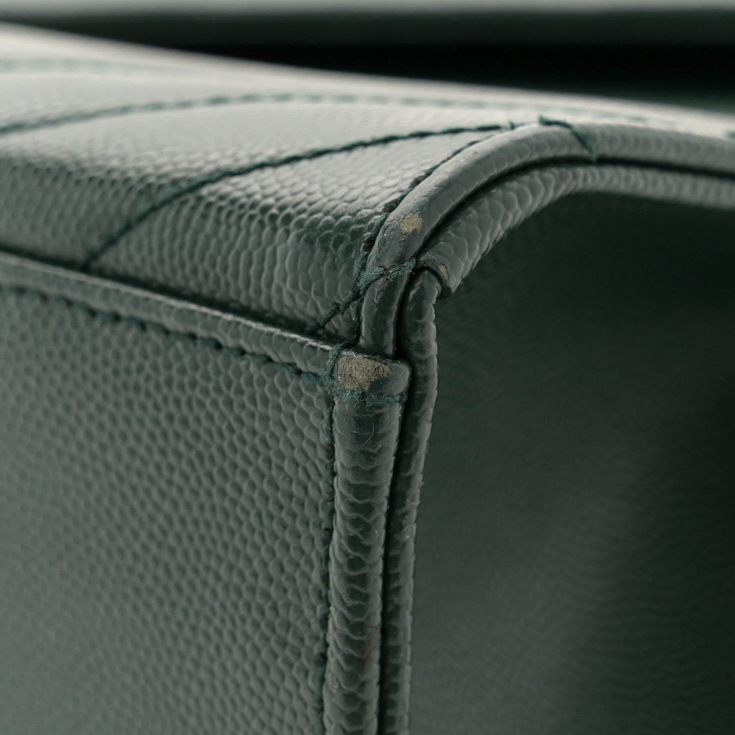 Saint Laurent Grain De Poudre Matelasse Chevron Large Monogram Satchel Dark Green 11 of 11