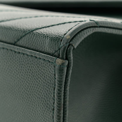 Saint Laurent Grain De Poudre Matelasse Chevron Large Monogram Satchel Dark Green 11 of 11