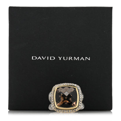 David Yurman Sterling Silver 18K Yellow Gold Diamond Smoky Quartz 14mm Albion Ring 54 6.75 6 of 6