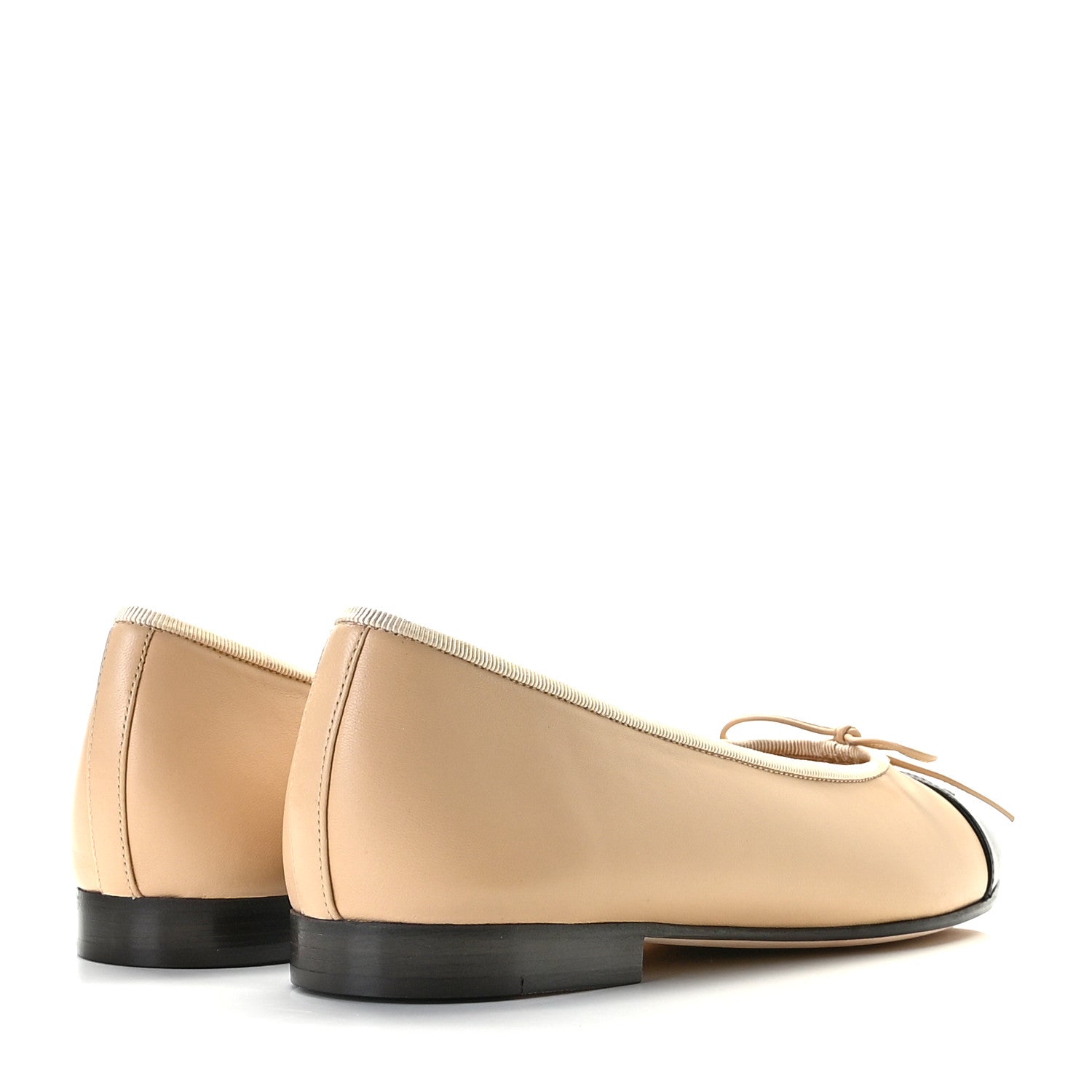Chanel Lambskin Cap Toe Ballerina Flats 38 Beige Black 4 of 12