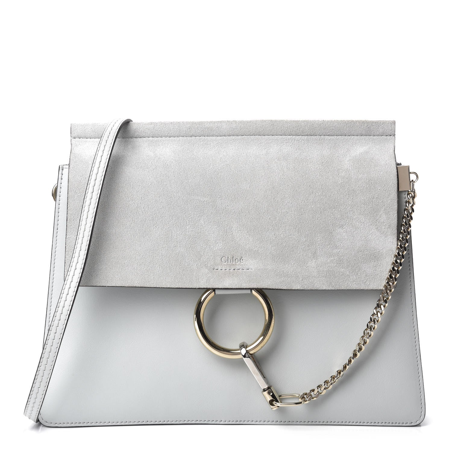 Chloe Calfskin Suede Medium Faye Shoulder Bag Airy Grey 1 of 10