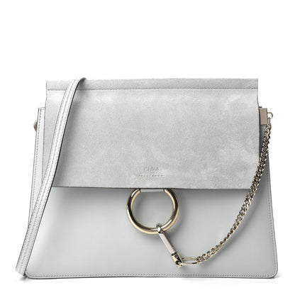 Chloe Calfskin Suede Medium Faye Shoulder Bag Airy Grey 1 of 10