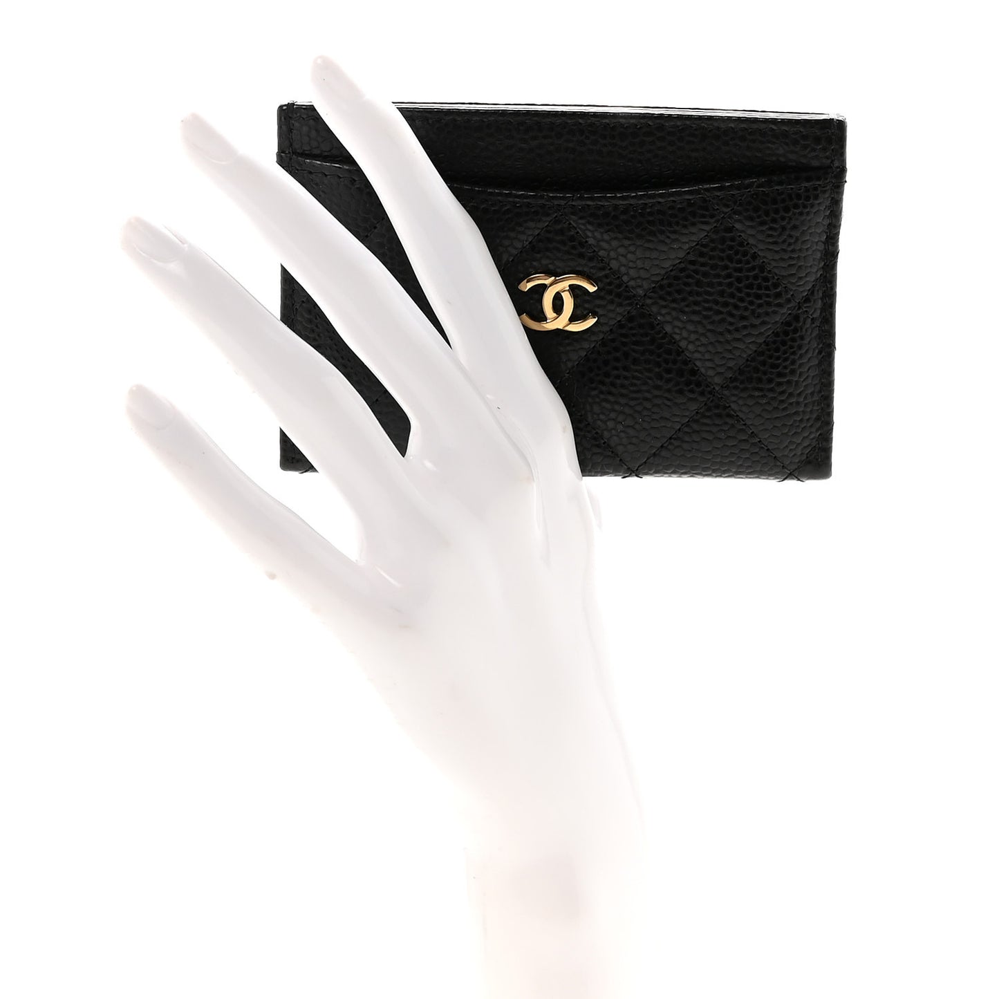 Caviar Quilted Card Holder Black