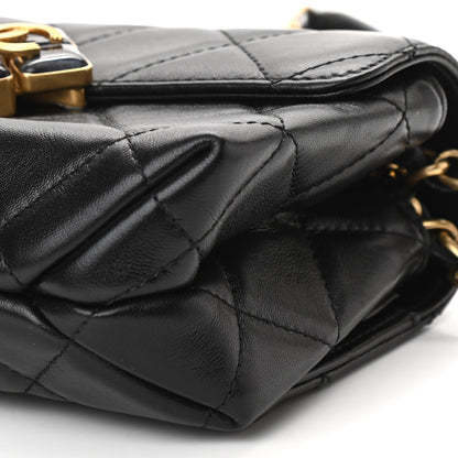 Chanel Lambskin Quilted Diamond Lock Flap Black 10 of 11