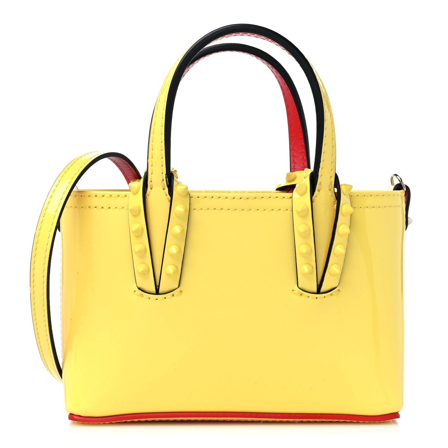 Christian Louboutin Patent Calfskin Spikes Mini East West Cabata Tote Yellow 1 of 9