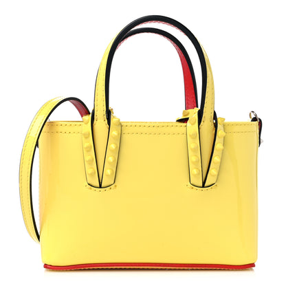 Christian Louboutin Patent Calfskin Spikes Mini East West Cabata Tote Yellow 1 of 9