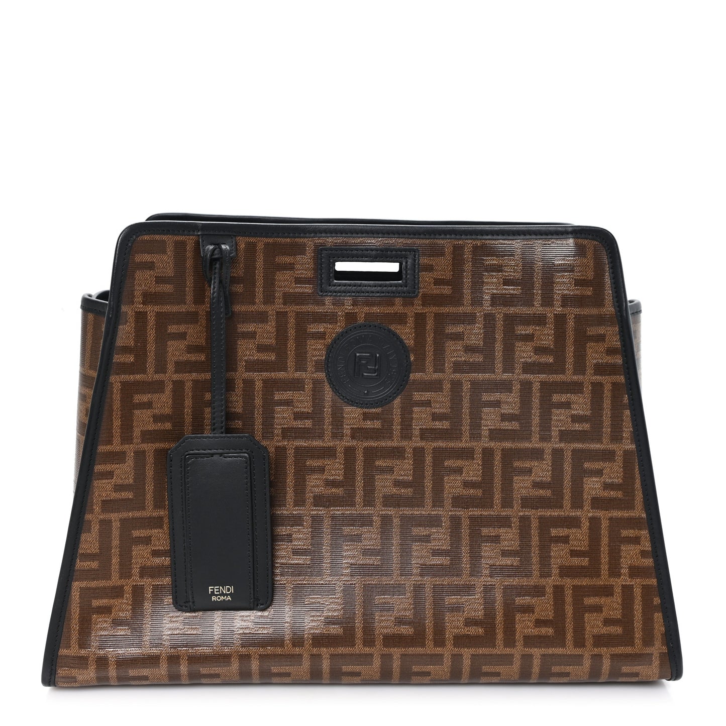 Glazed Fabric Vitello Century FF 1974 Stamp Patch Medium Peekaboo Defender Cover Mogano Panna Black