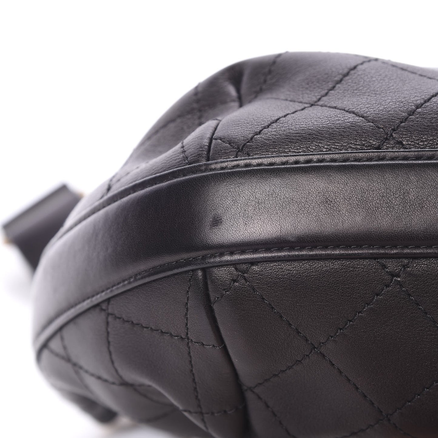 Calfskin Stitched Small Paris Rome Drawstring CC Bag Black