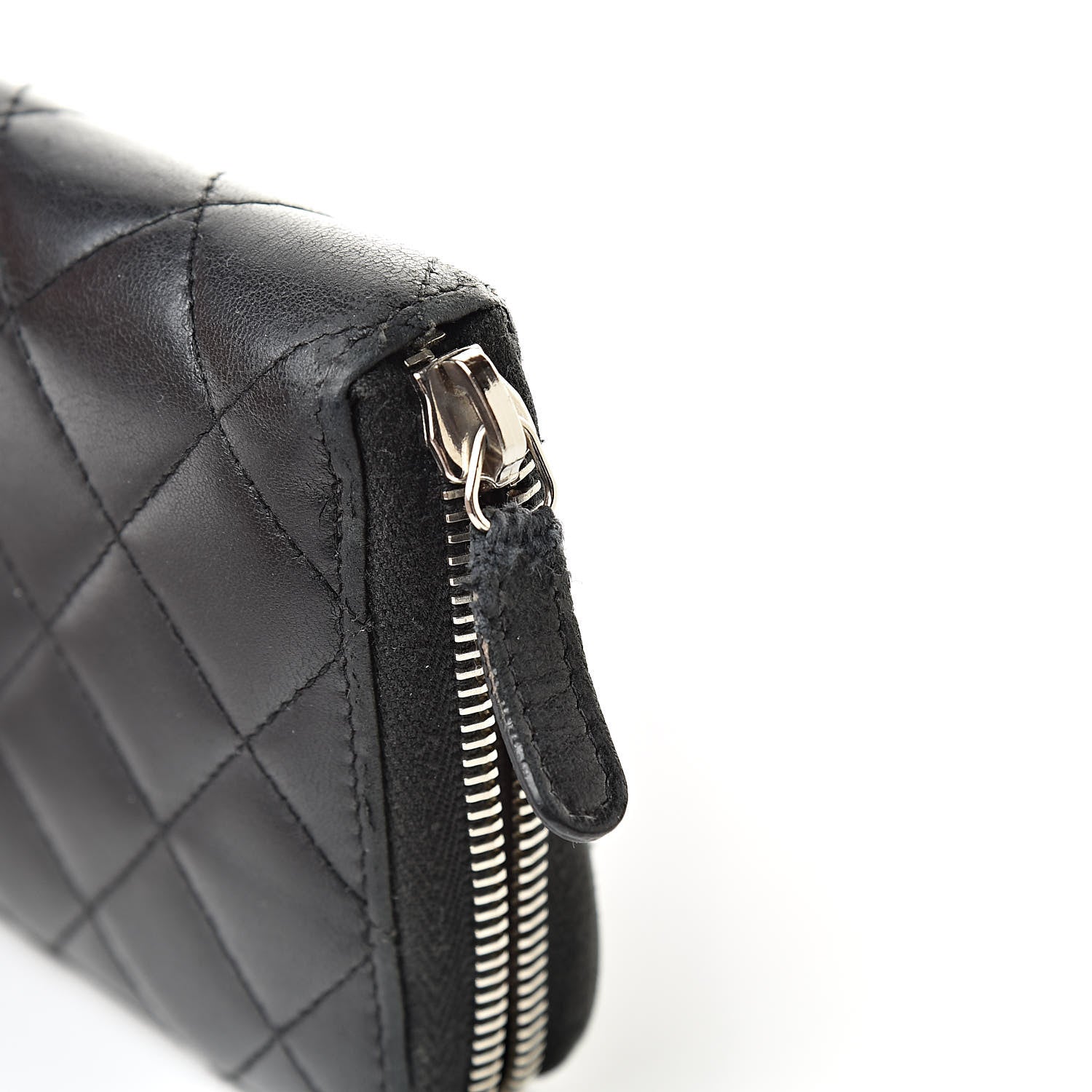 Chanel Lambskin Quilted Large Gusset Zip Around Wallet Black 10 of 19