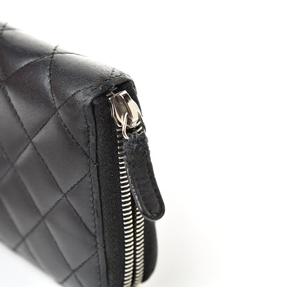 Chanel Lambskin Quilted Large Gusset Zip Around Wallet Black 10 of 19