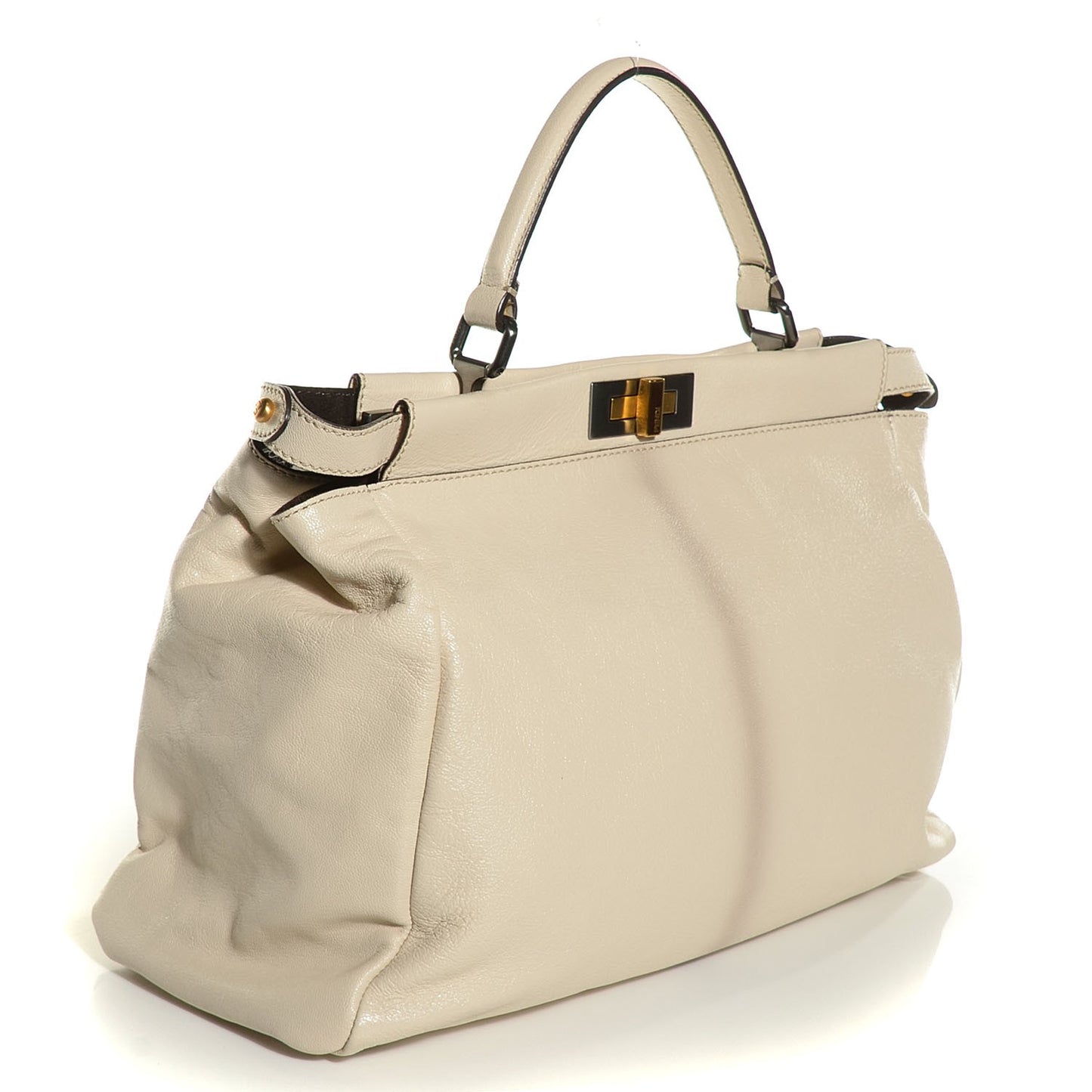 Goatskin Elaphe Large Peekaboo Iconic Satchel Latte Natural