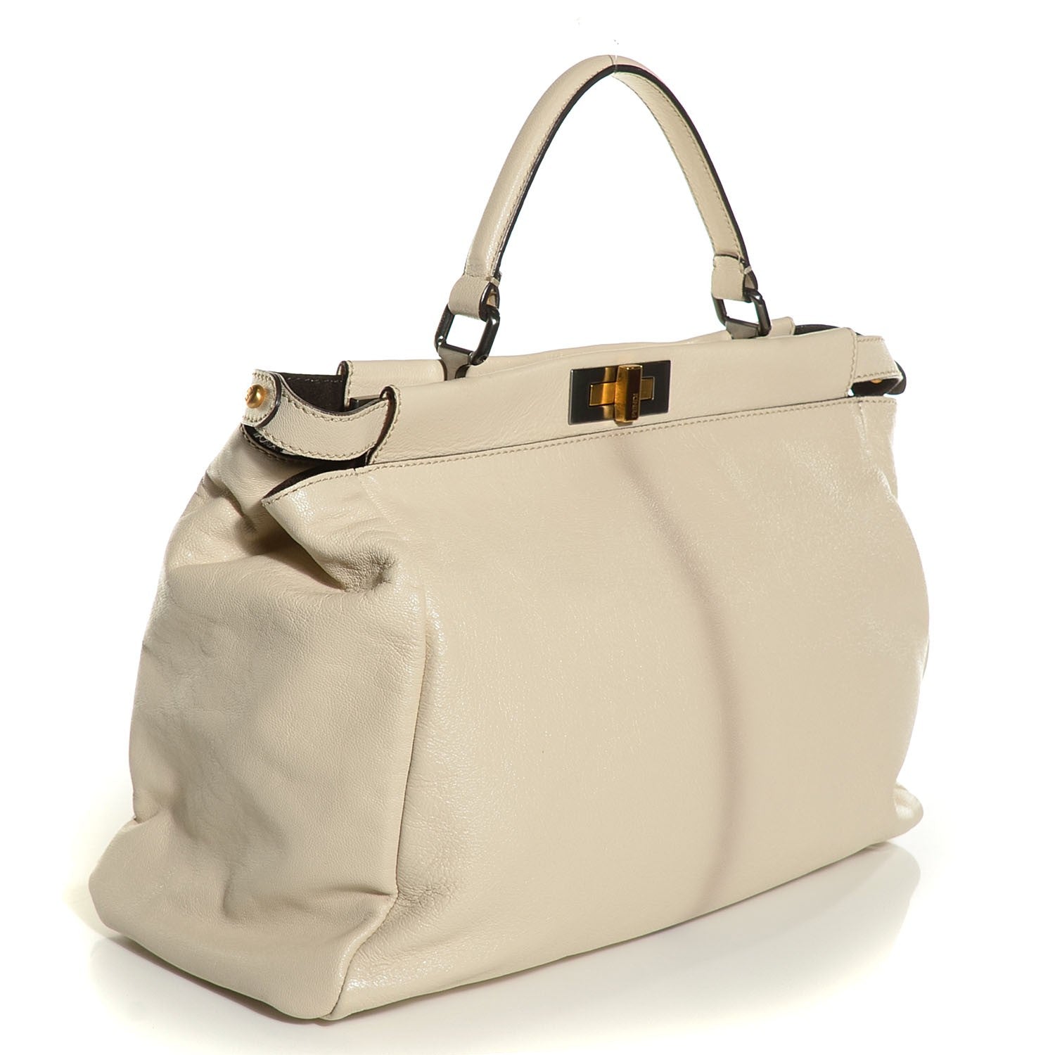 Fendi Goatskin Elaphe Large Peekaboo Iconic Satchel Latte Natural 3 of 8