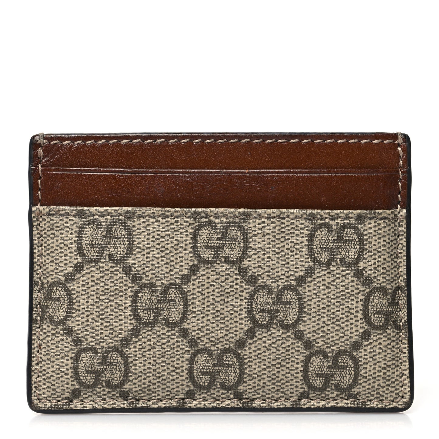 GG Supreme Monogram Calfskin Card Holder Beige Ebony Cuir