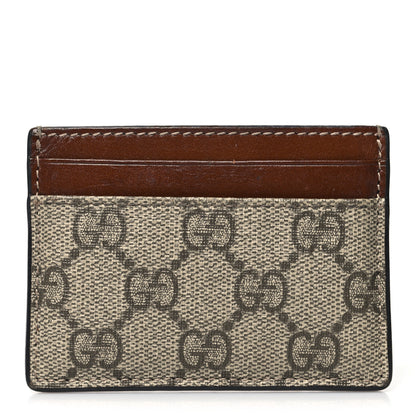 Gucci GG Supreme Monogram Calfskin Card Holder Beige Ebony Cuir 1 of 11