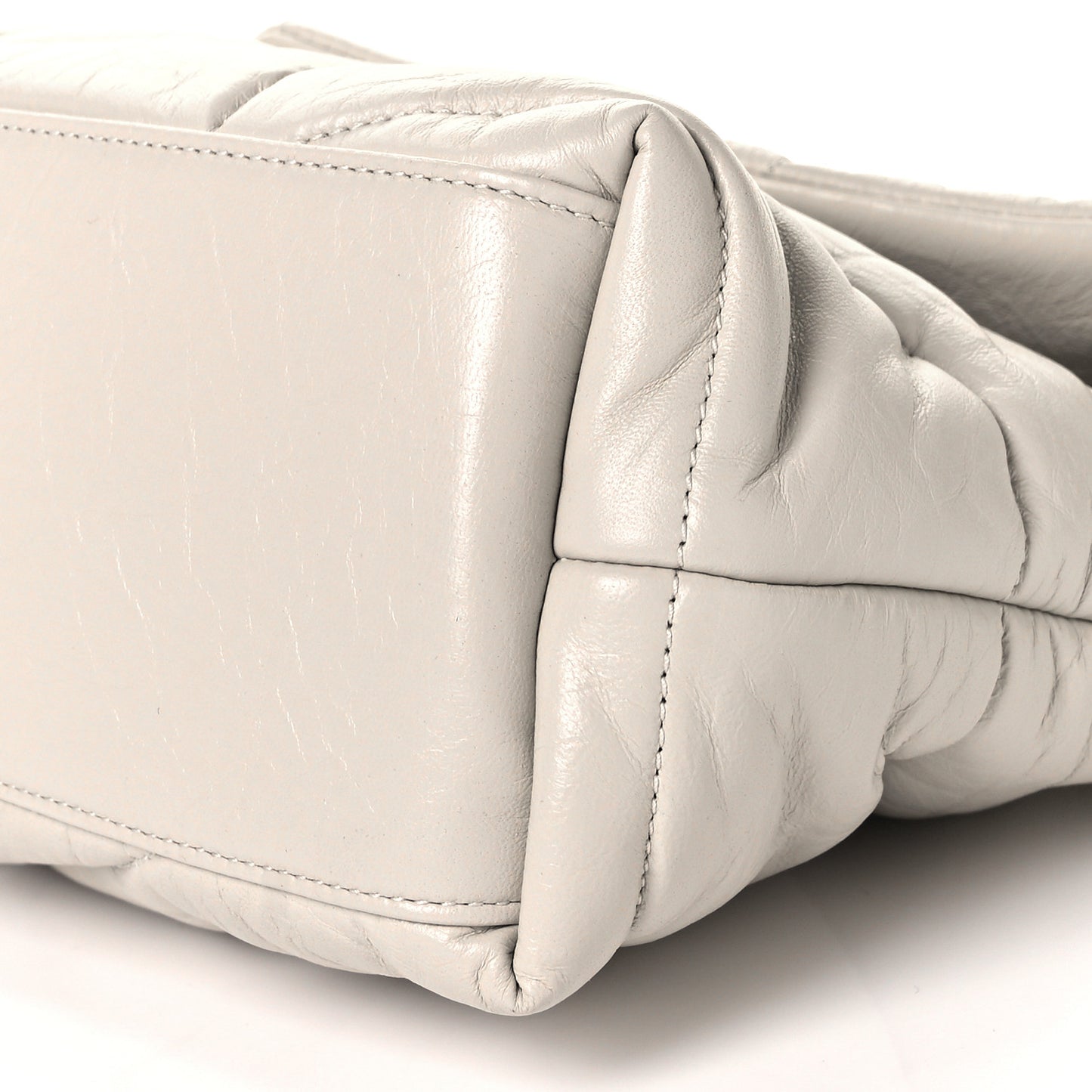 Lambskin Quilted Small Loulou Puffer Monogram Chain Satchel Crema Soft
