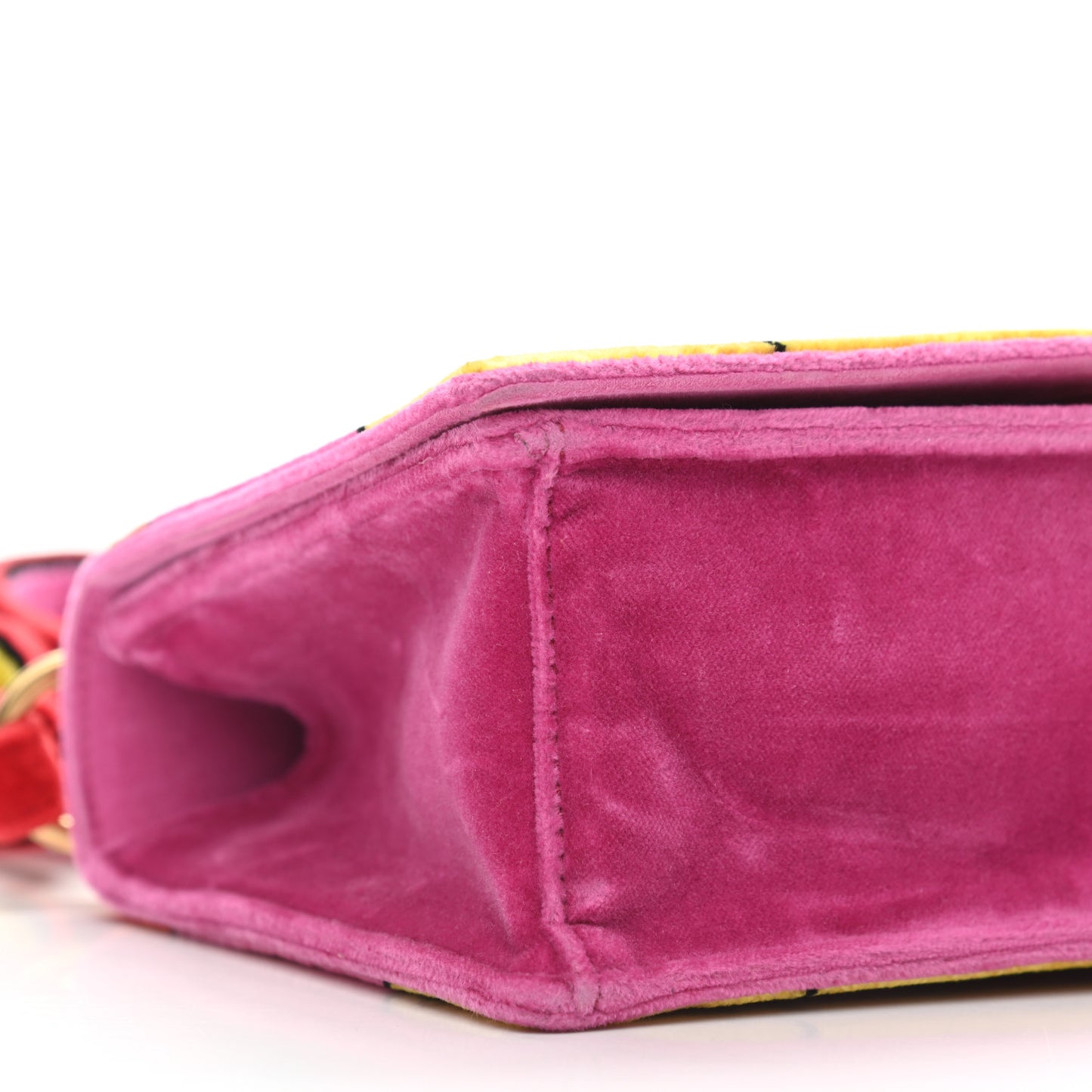 Velluto Ricamo Cahier Shoulder Bag Fuxia