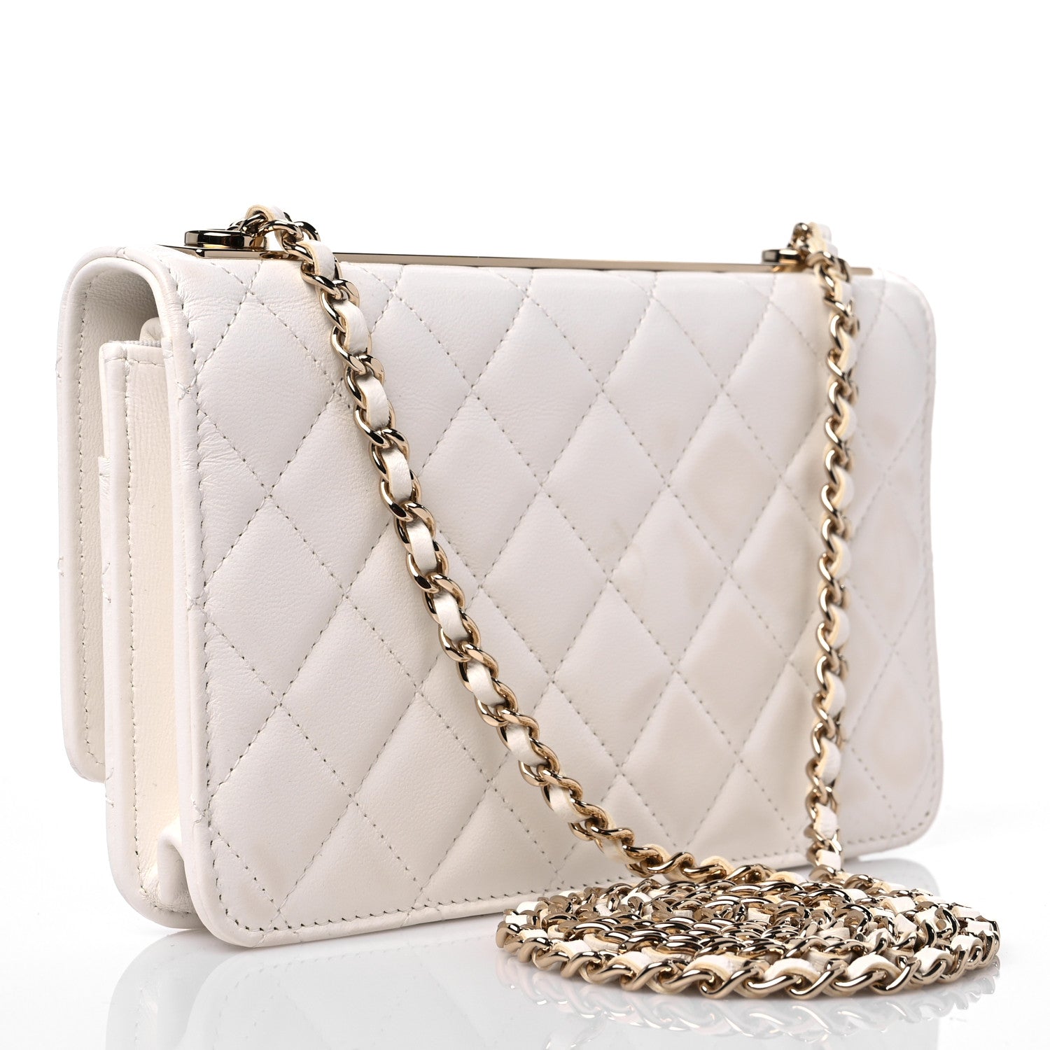Chanel Lambskin Quilted Trendy CC Wallet On Chain WOC White 4 of 13