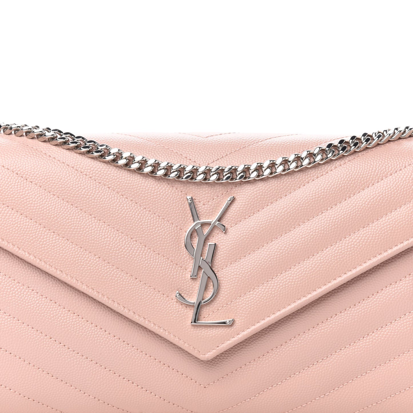 Grain De Poudre Matelasse Chevron Monogram Chain Wallet Pale Pink